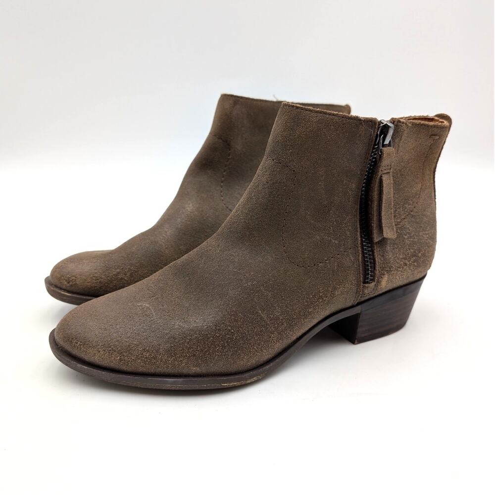 Lucky Brand Blandre Leather Ankle Booties Women's Brown Size US7M EU37.5